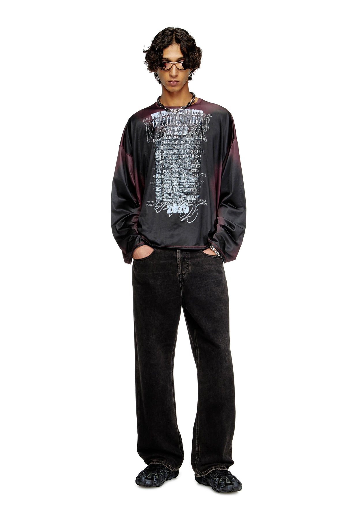 Women's Long-sleeve tech-jersey T-shirt with lyrics print Multicolor