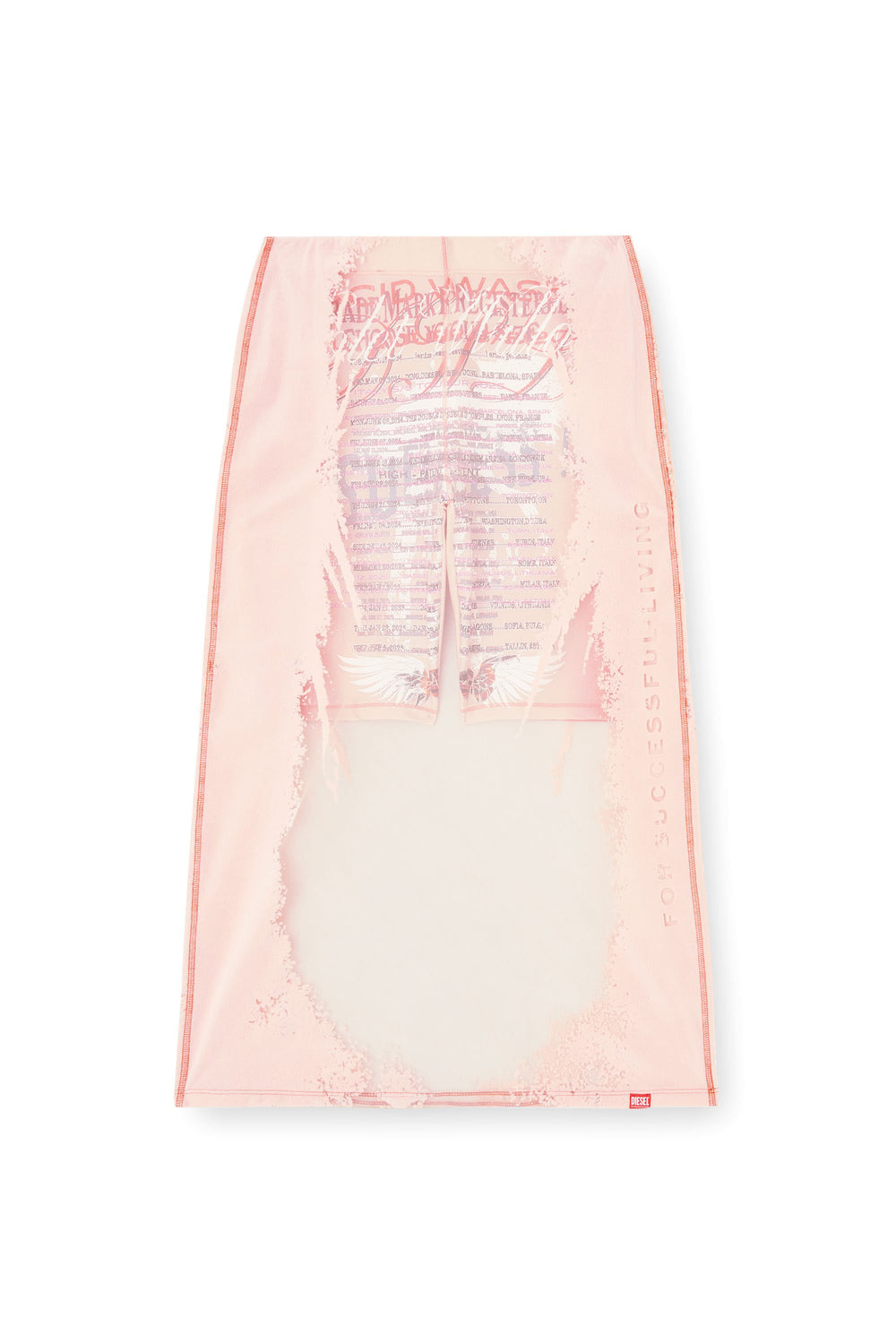 Women's Layered midi skirt with lyrics print Pink