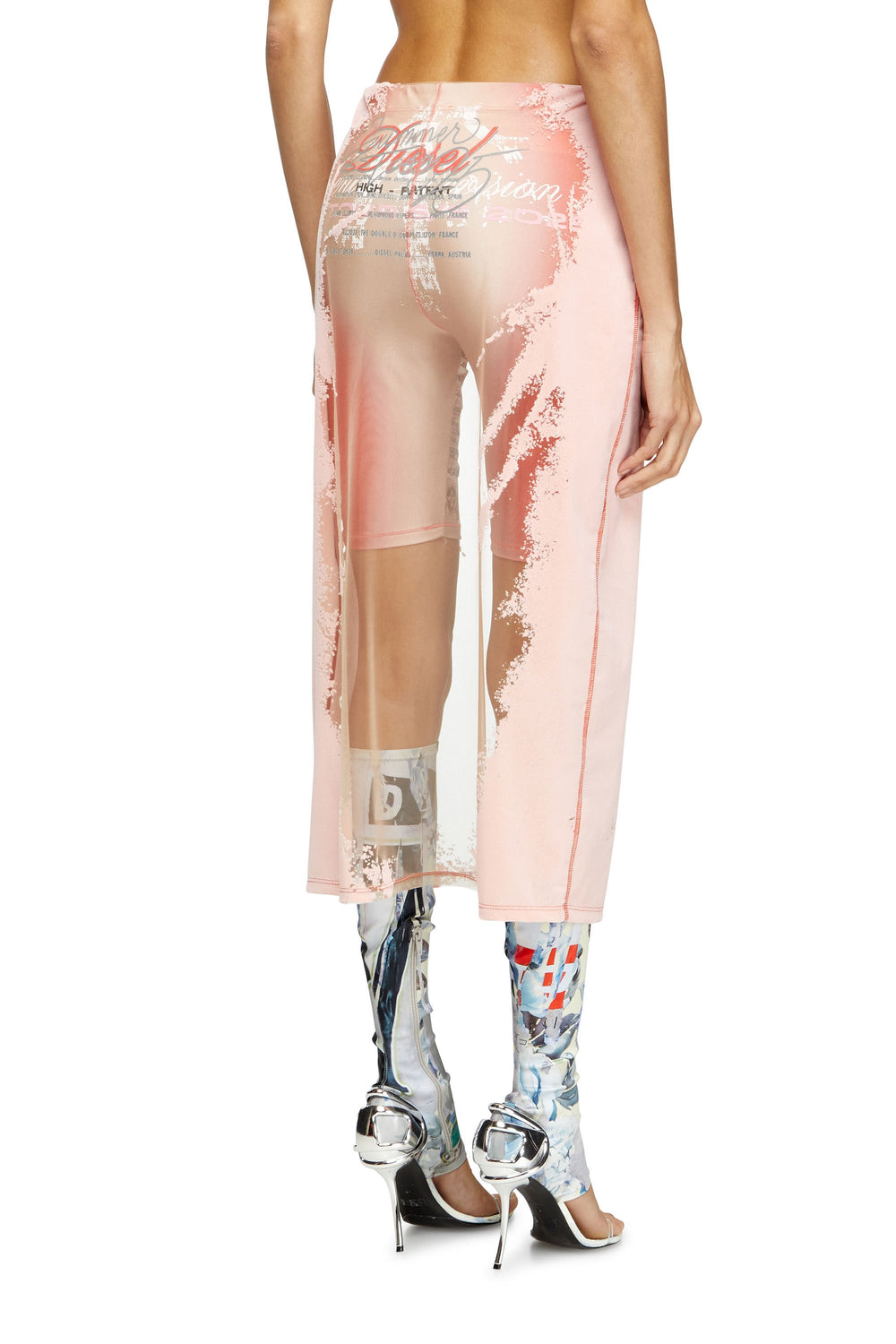 Women's Layered midi skirt with lyrics print Pink