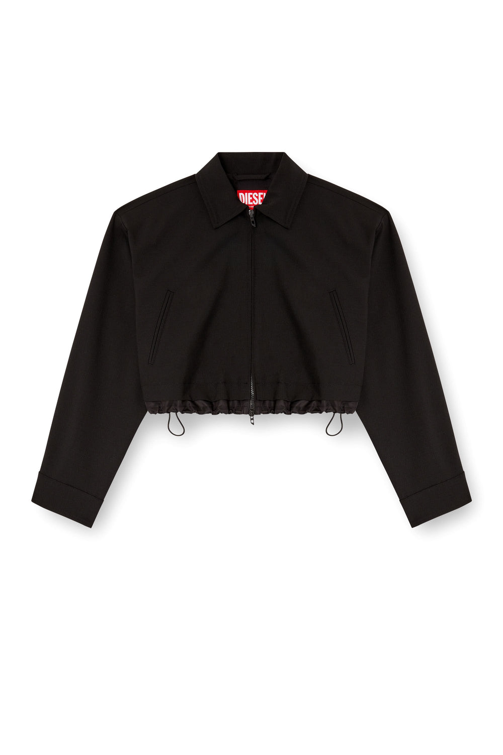 Women's Cropped jacket in tailoring fabric and nylon Black