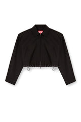 Women's Cropped jacket in tailoring fabric and nylon Black