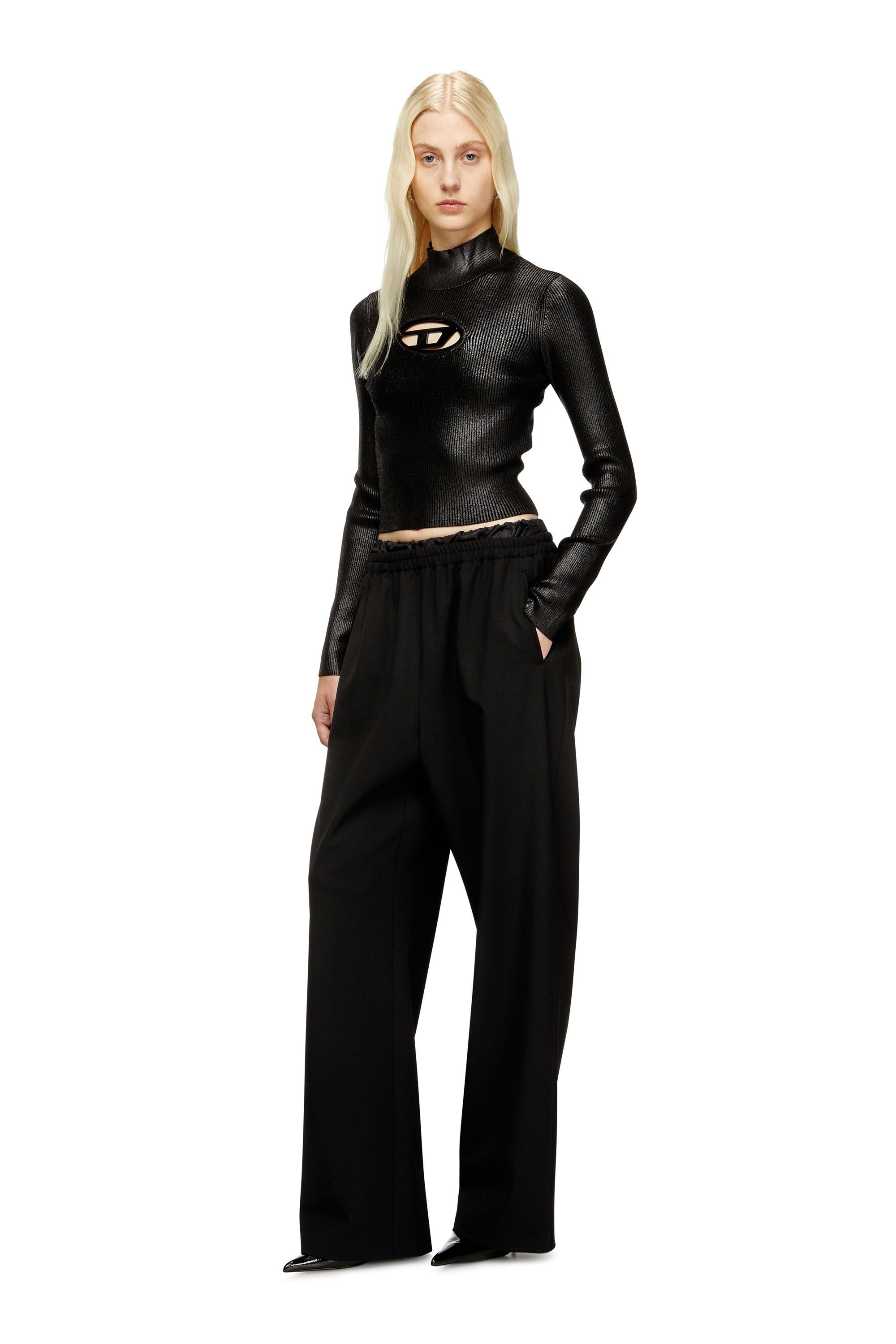 Women's Wool pants with drawstring Black