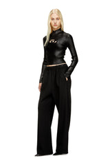 Women's Wool pants with drawstring Black