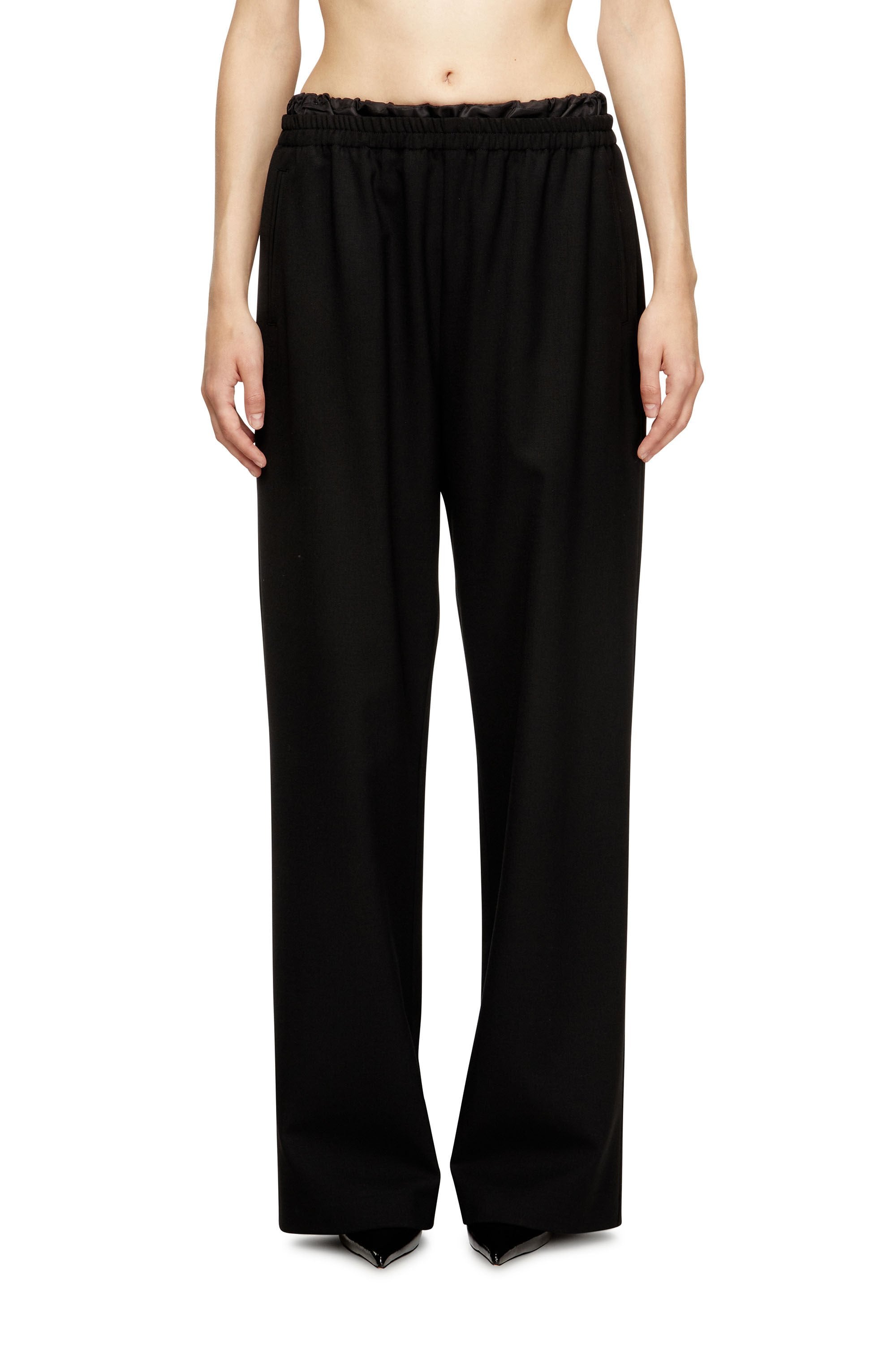 Women's Wool pants with drawstring Black