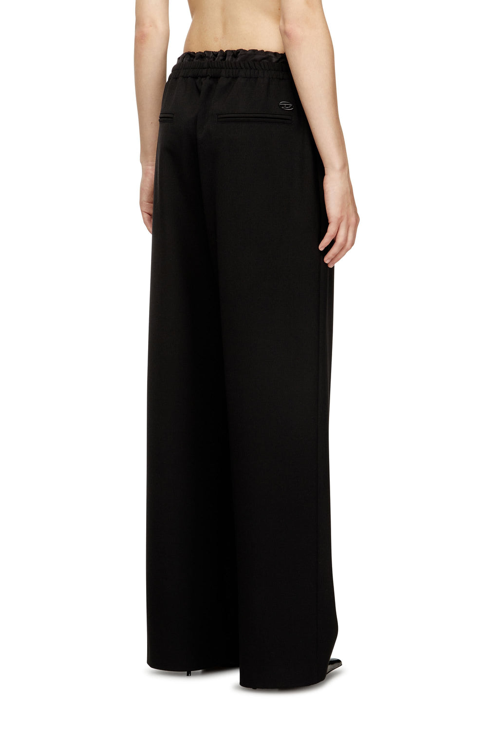 Women's Wool pants with drawstring Black