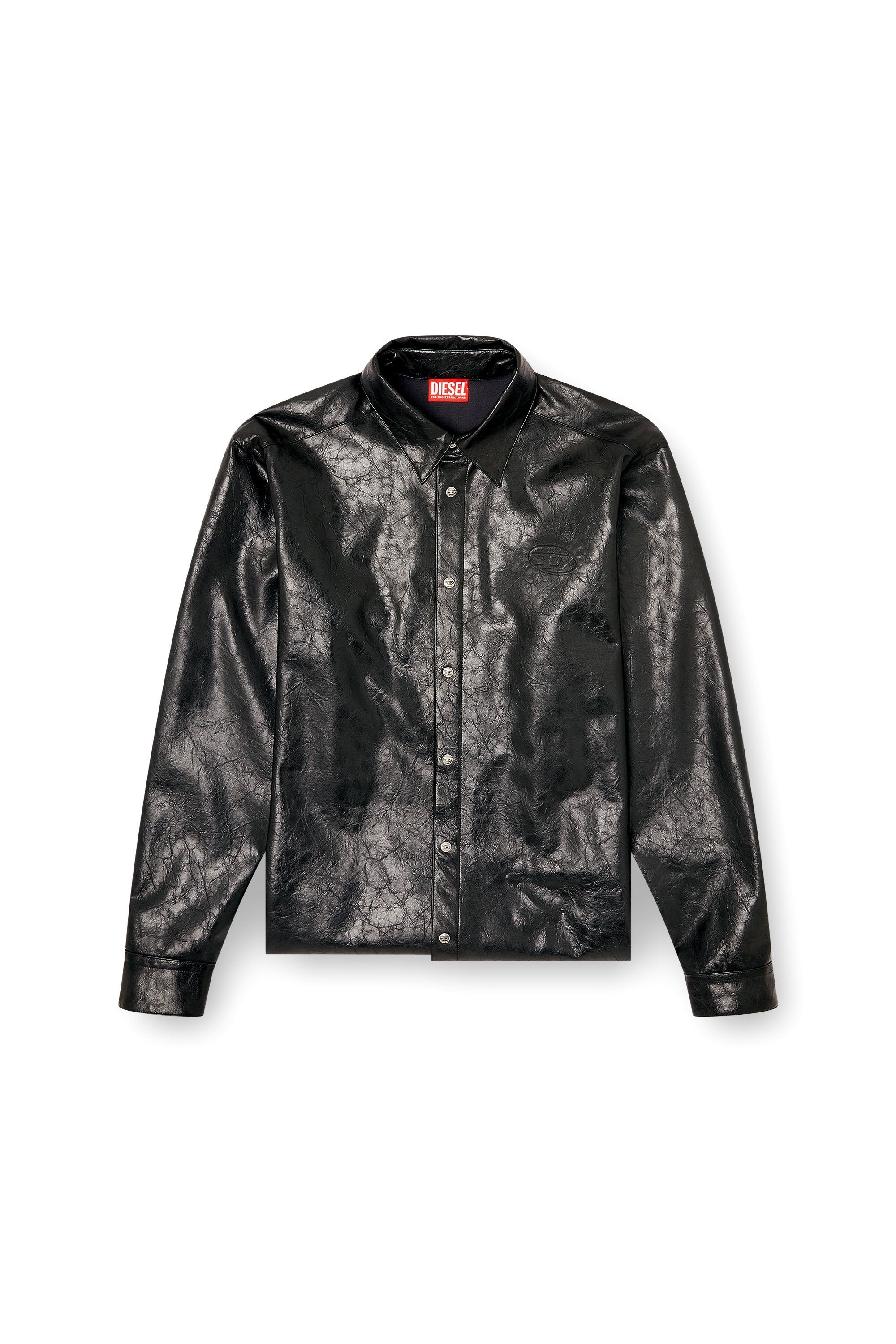 Men's Textured shirt with branded buttons Black