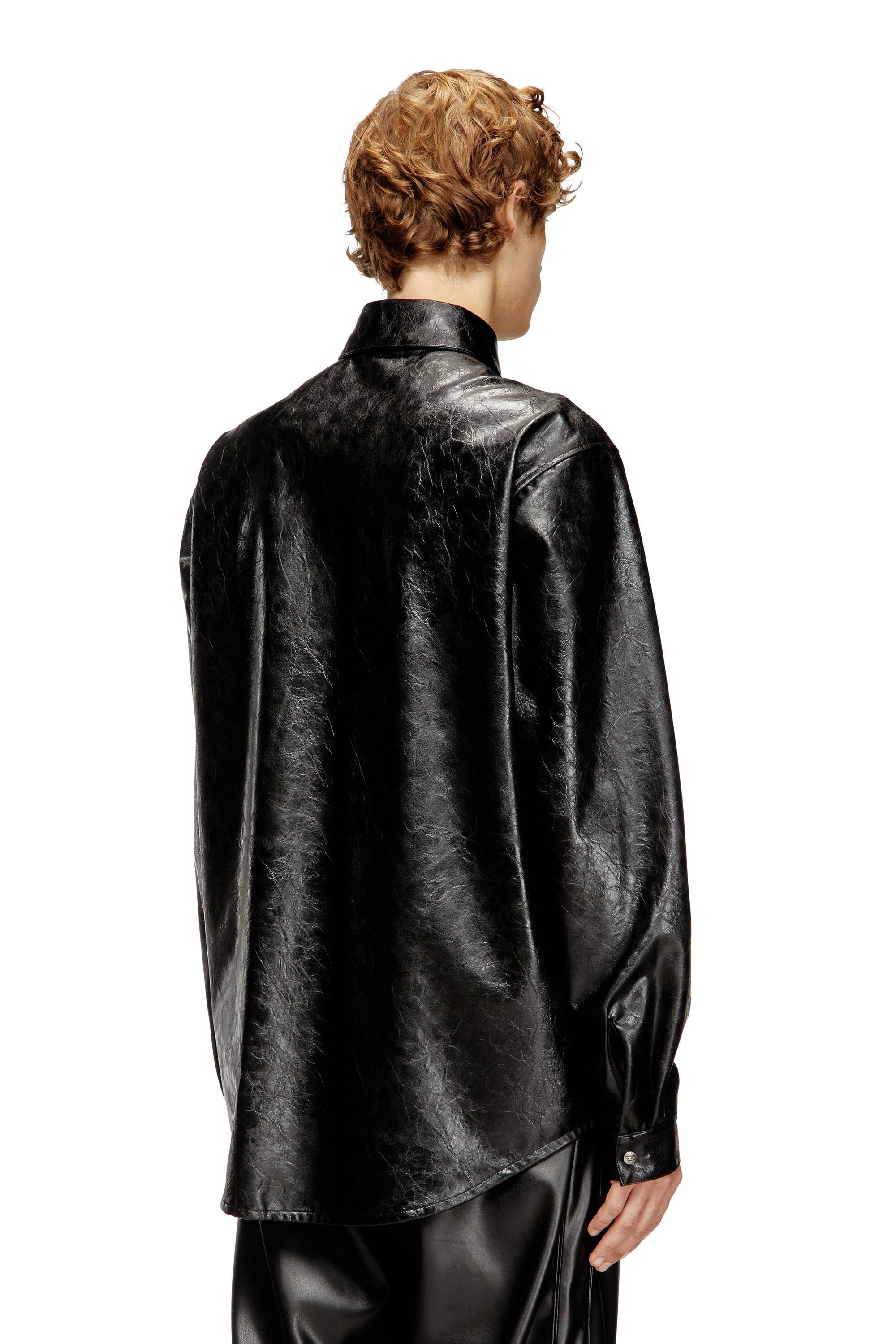 Men's Textured shirt with branded buttons Black