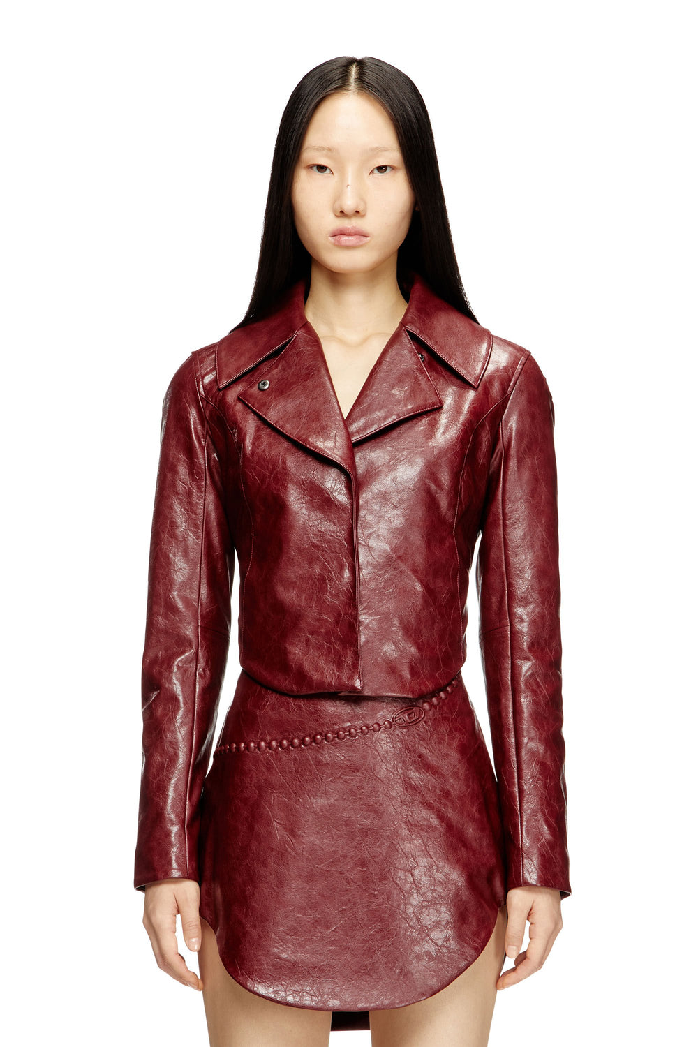 Women's Tailored jacket in coated fabric Red
