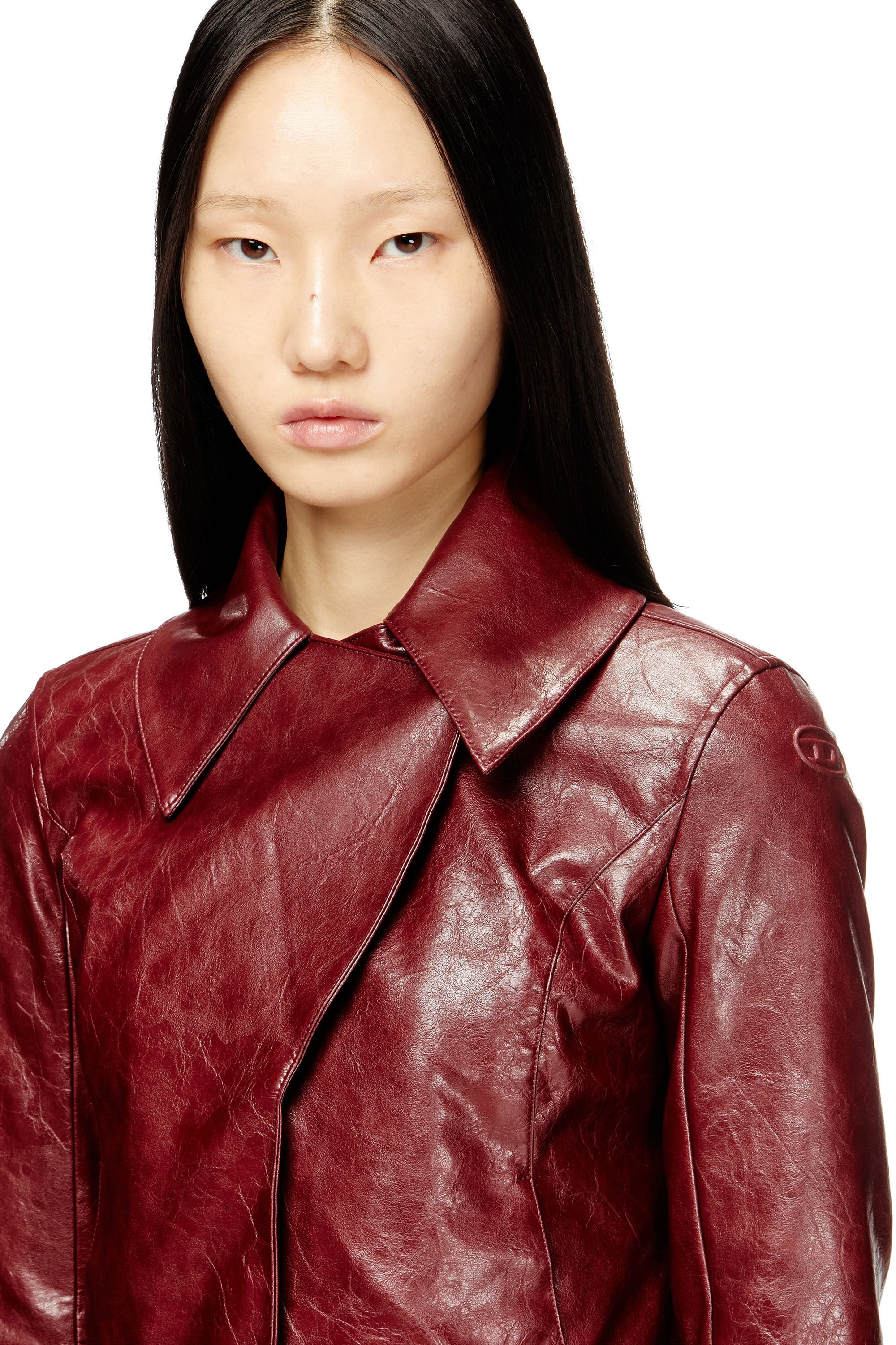 Women's Tailored jacket in coated fabric Red