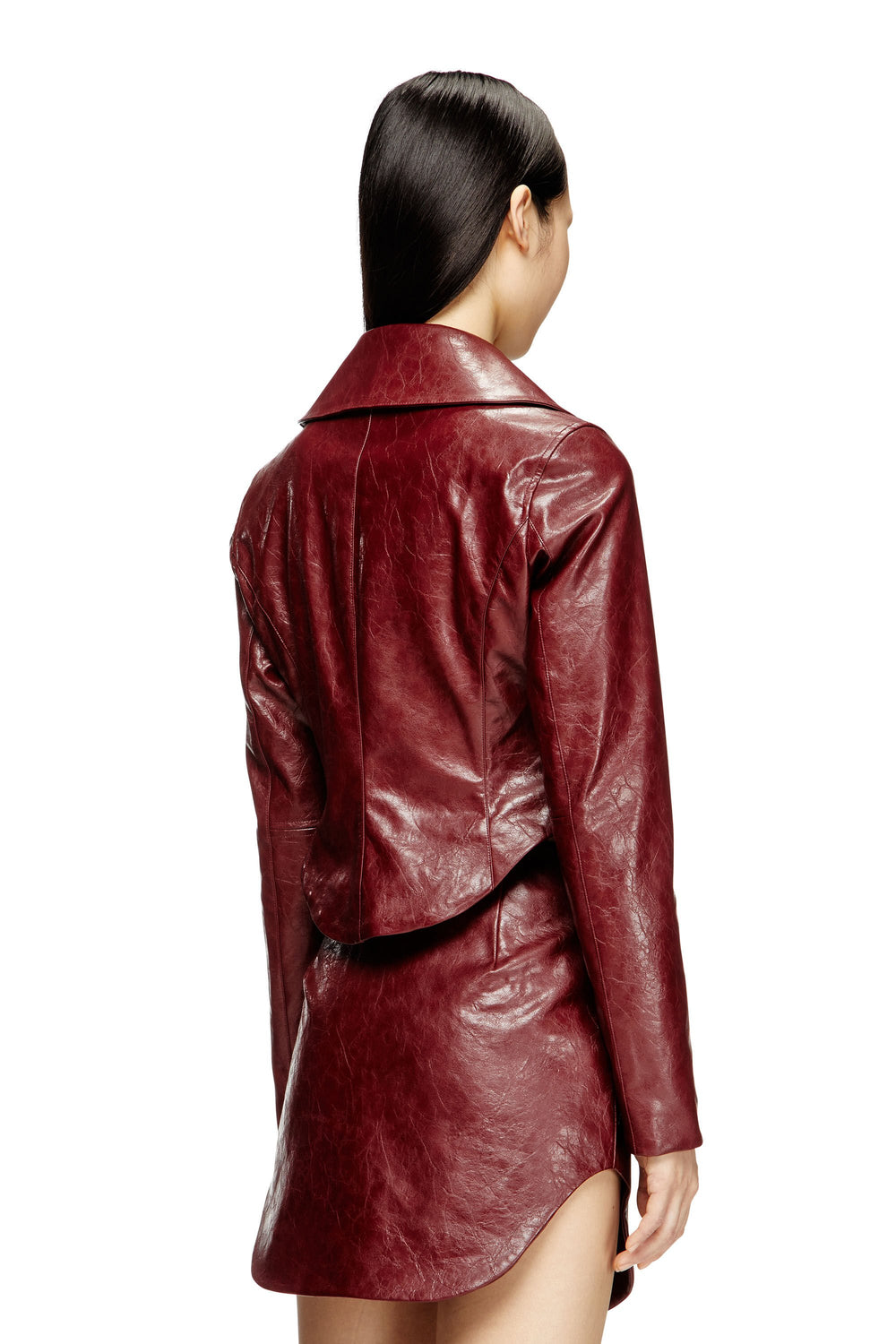 Women's Tailored jacket in coated fabric Red
