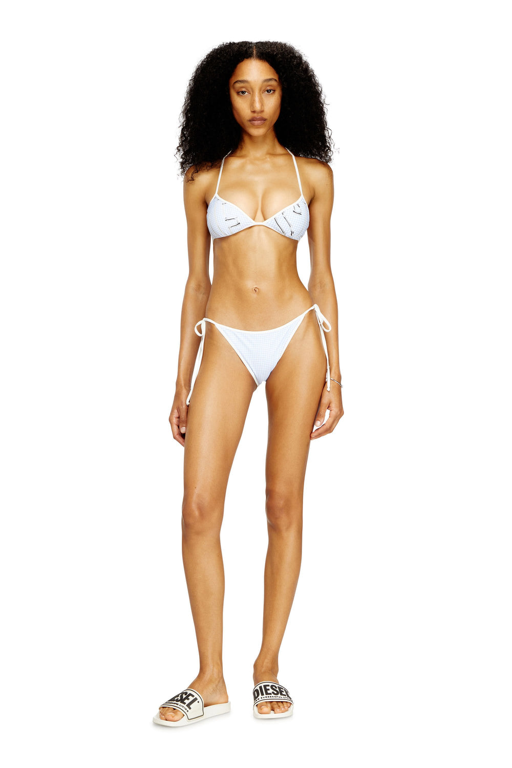 Women's Bikini top with houndstooth graphic print White