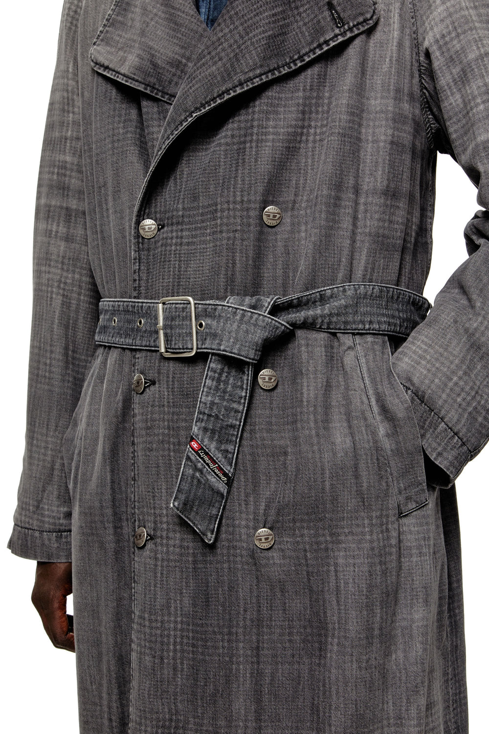 Women's Trench coat in patterned denim Grey
