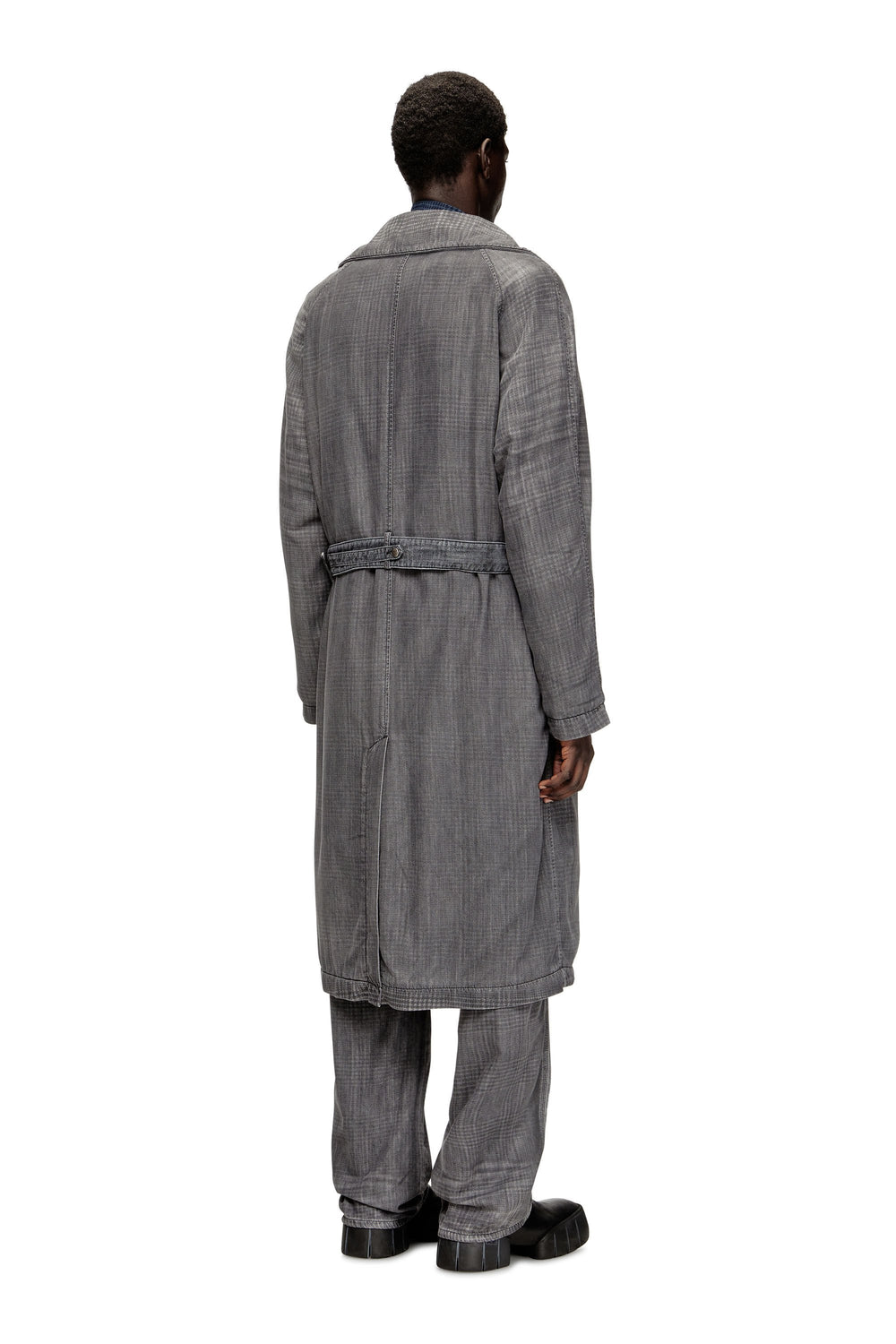 Women's Trench coat in patterned denim Grey