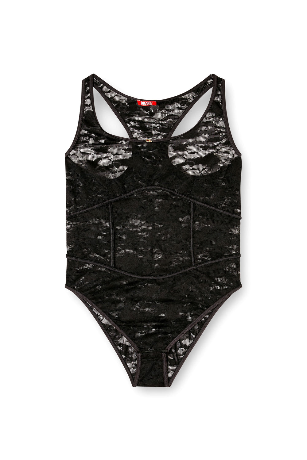 Women's Nylon bodysuit with lace design Black