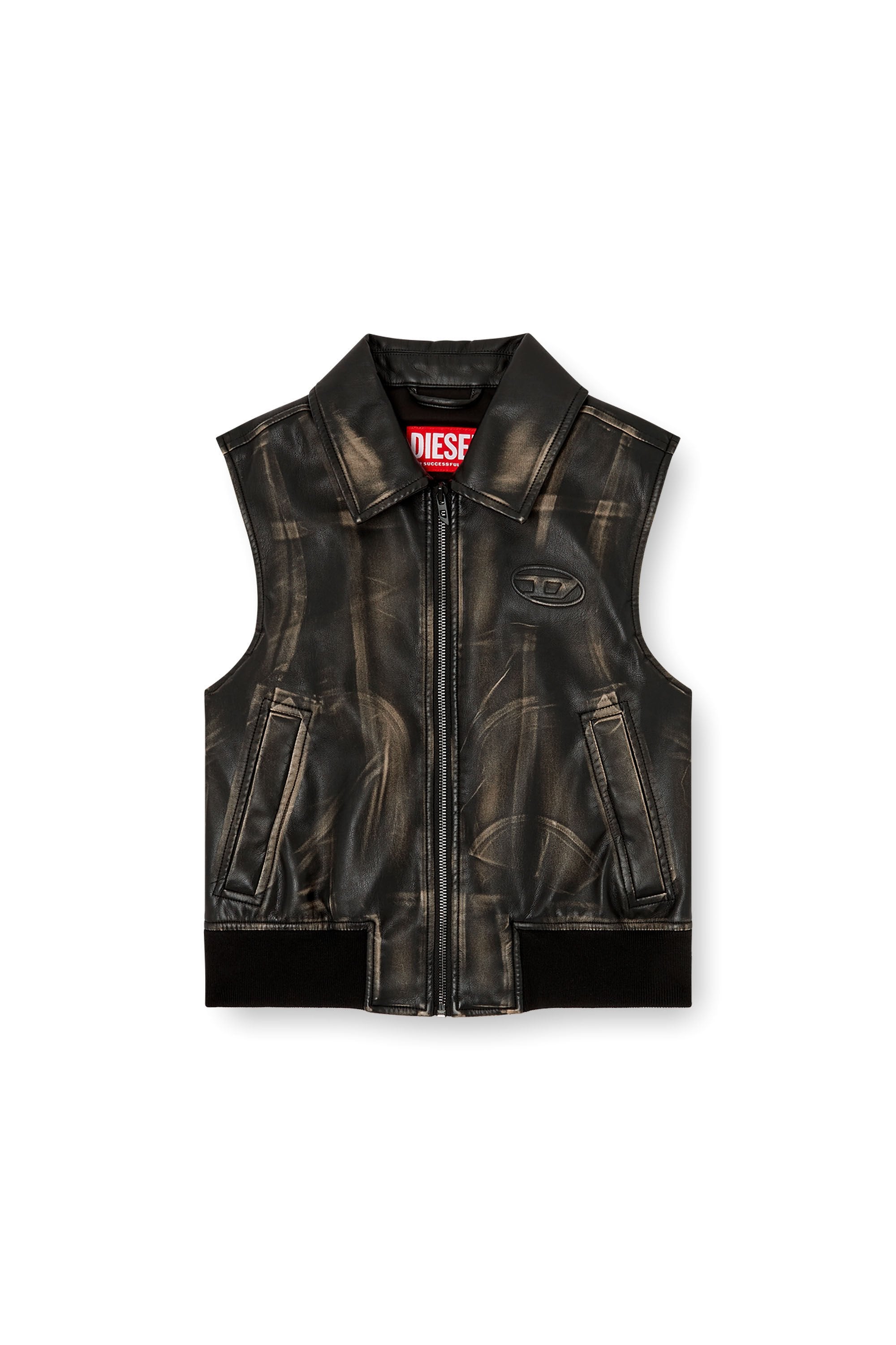 Women's Bomber vest with distressed effect Brown