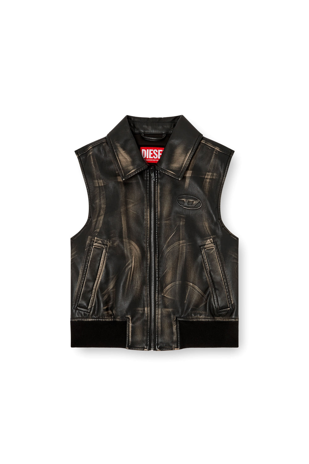 Women's Bomber vest with distressed effect Brown