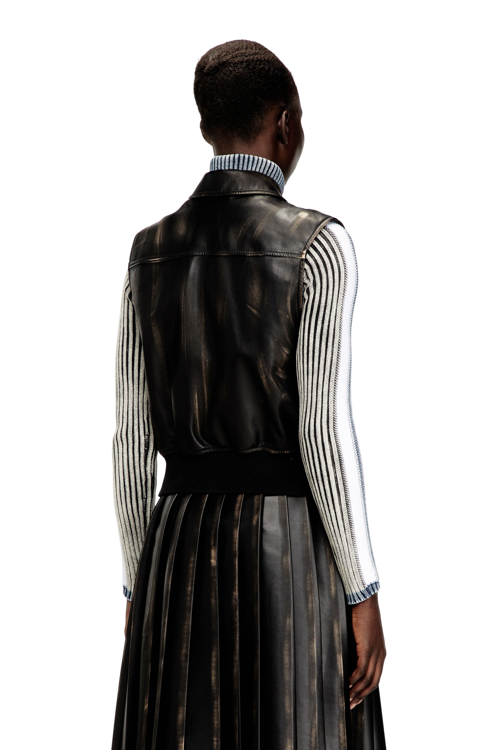 Women's Bomber vest with distressed effect Brown