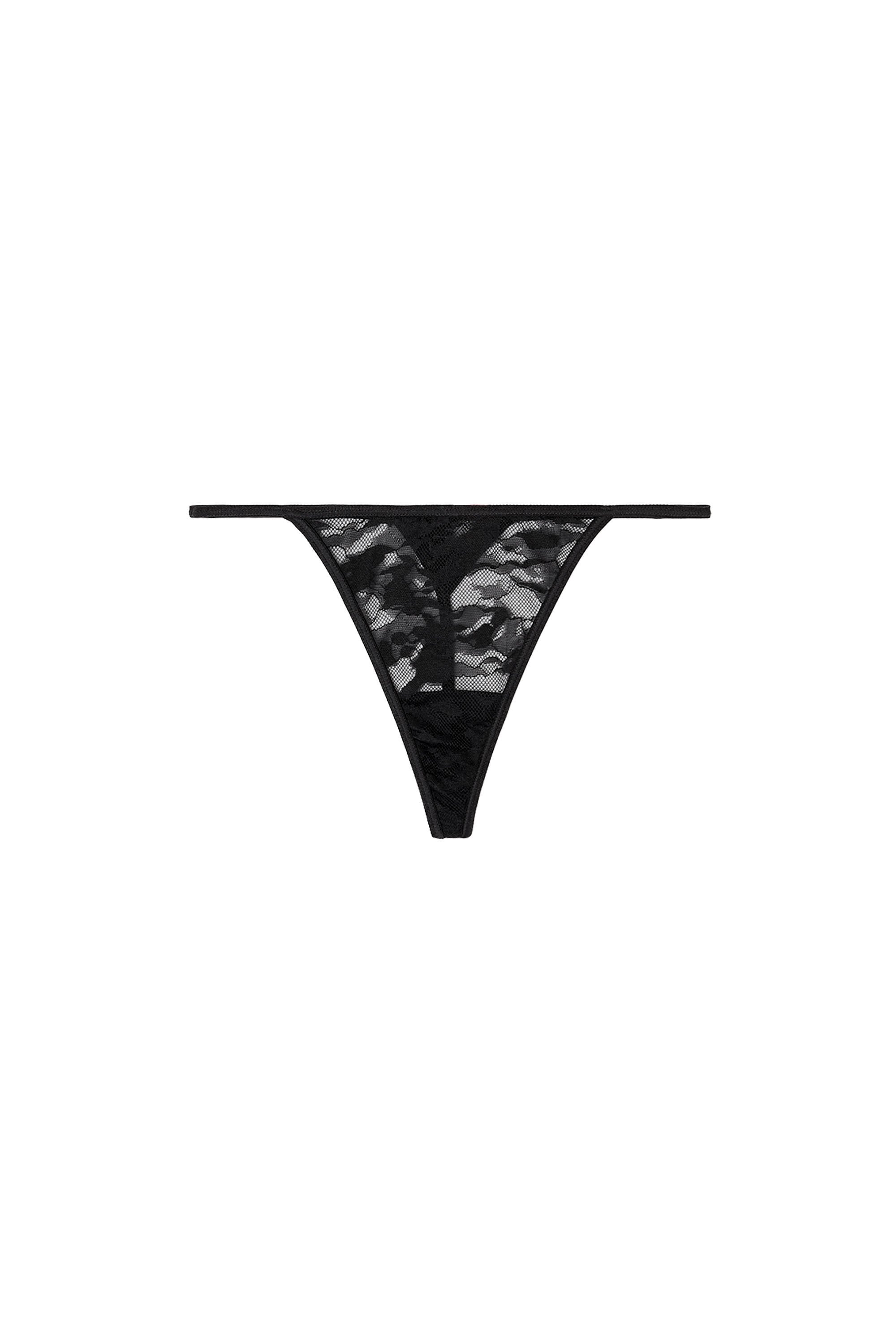 Women's Thong in nylon lace Black