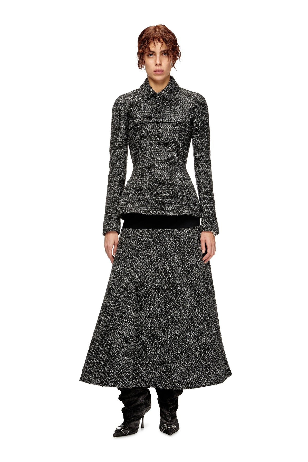 Women's Bouclé skirt with stretch waist Black