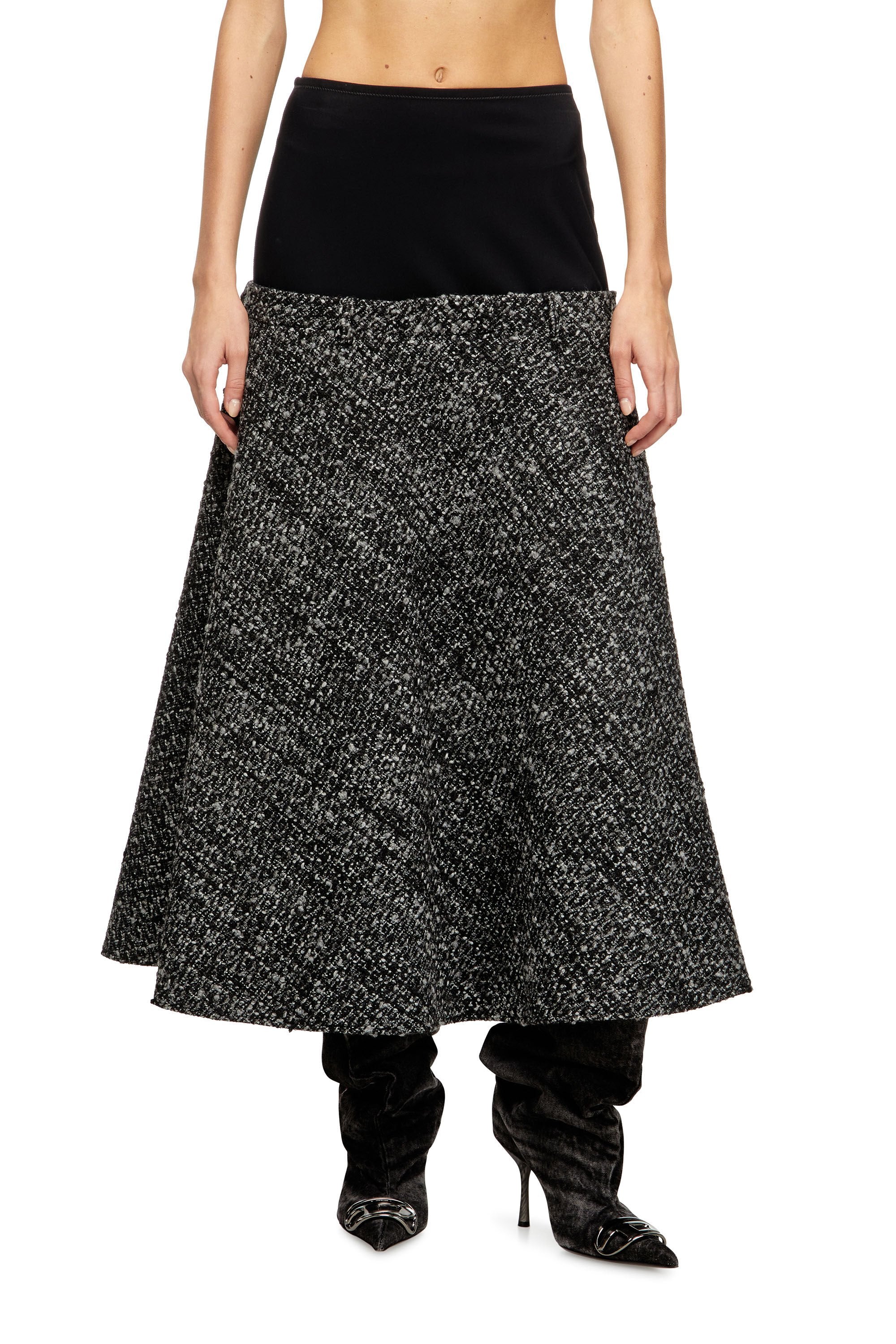 Women's Bouclé skirt with stretch waist Black