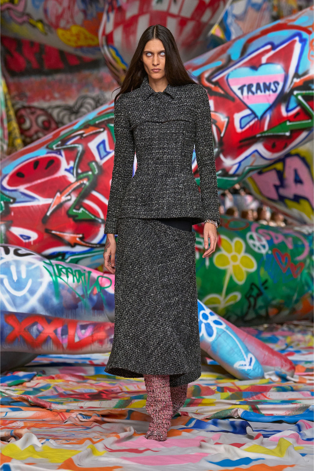 Women's Bouclé skirt with stretch waist Black