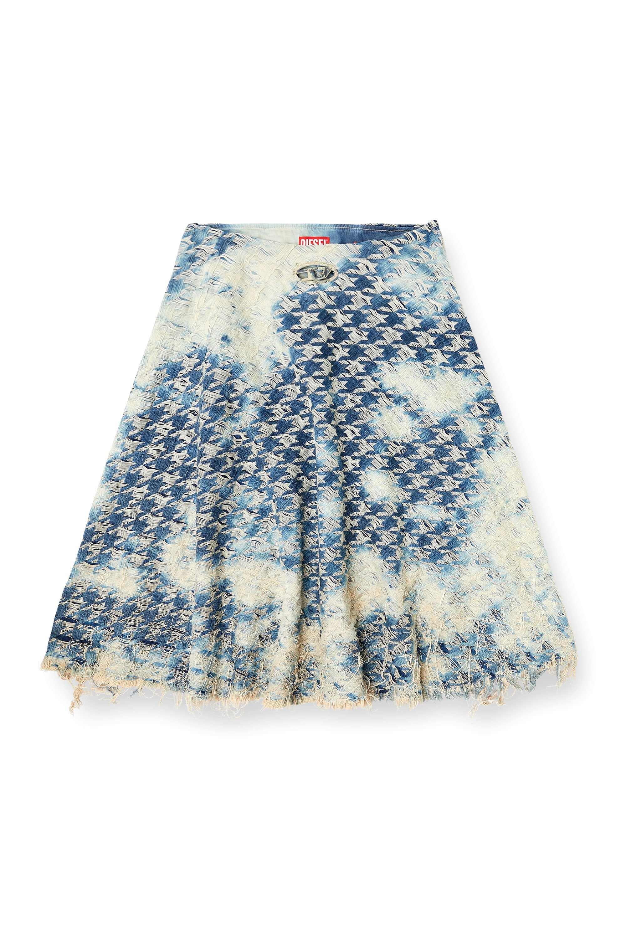 Women's Midi skirt in houndstooth-weave denim Blue