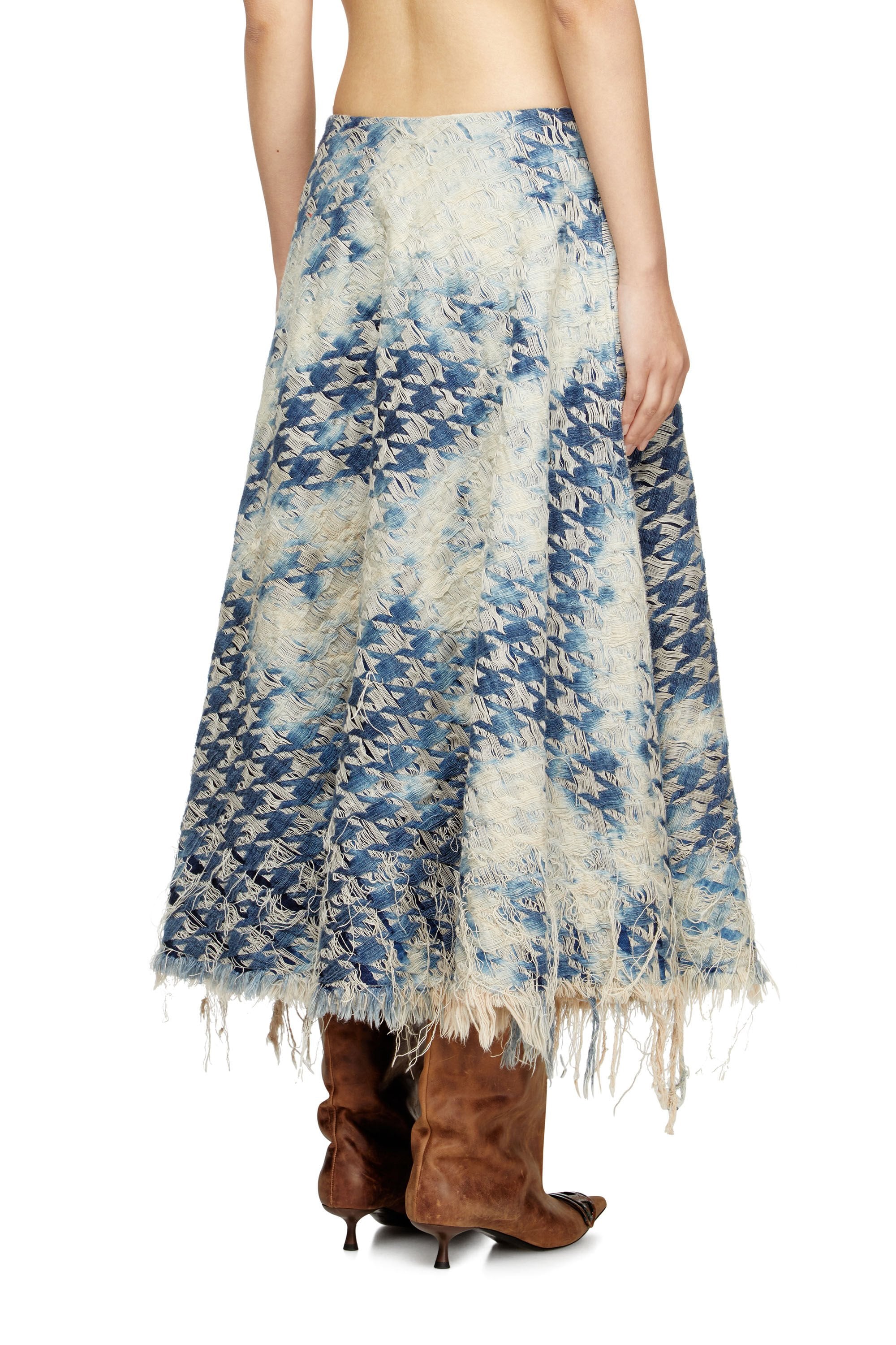 Women's Midi skirt in houndstooth-weave denim Blue