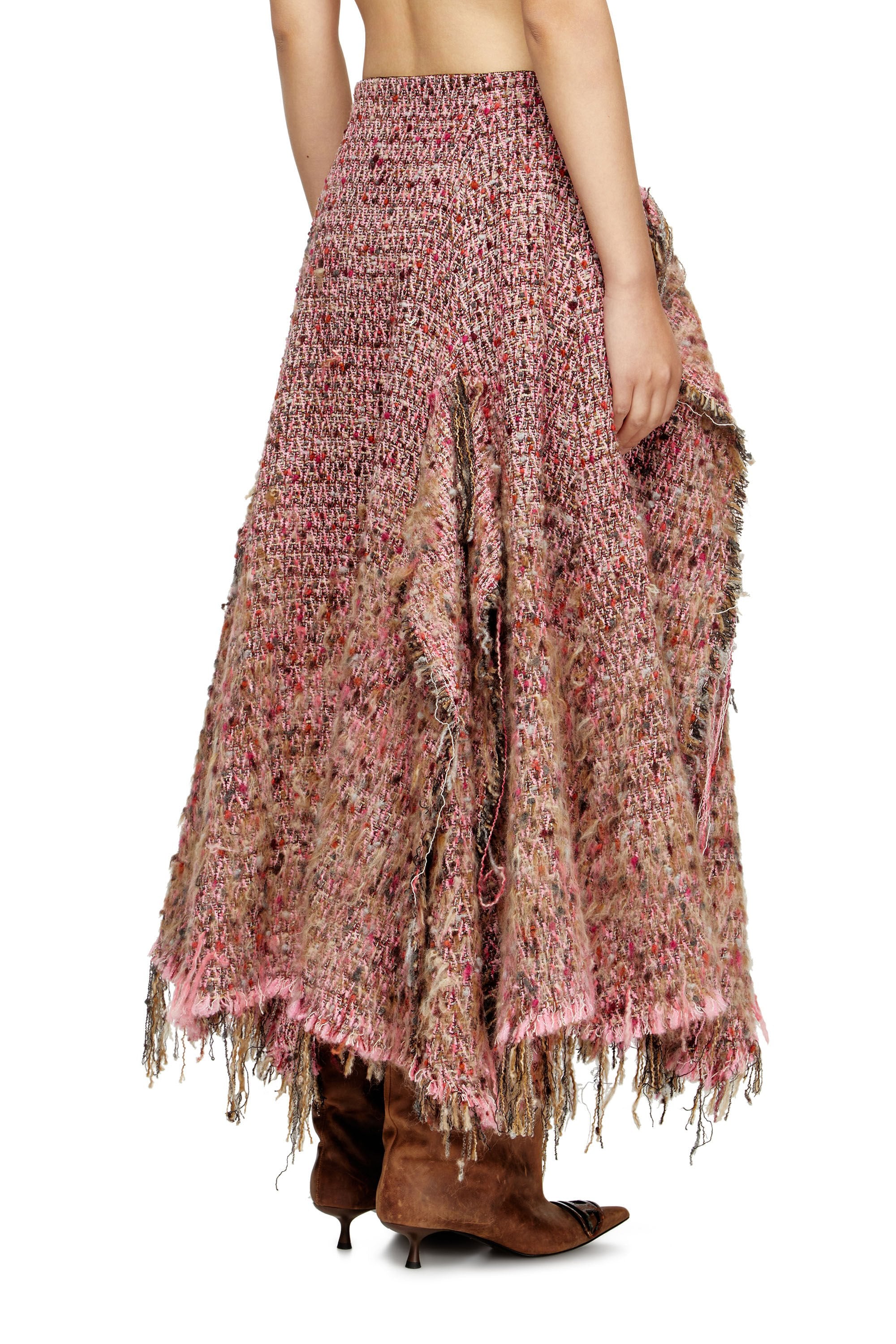 Women's Brushed bouclé skirt with frayed hem Pink