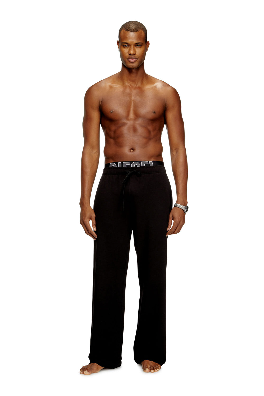 Men's Logo-waistband lounge pants in cotton terry Black