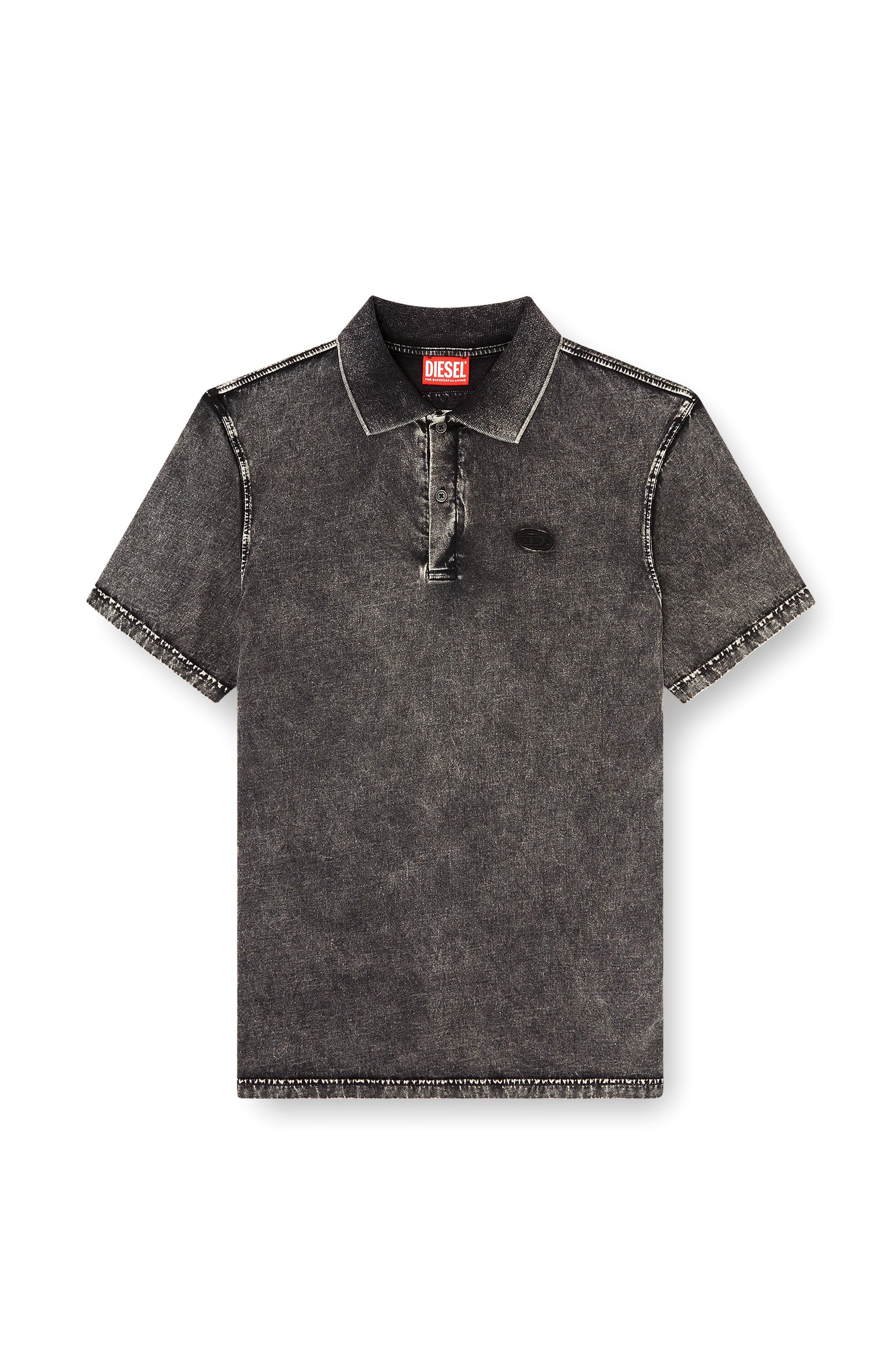 Men's Polo shirt in denim-effect jersey Grey