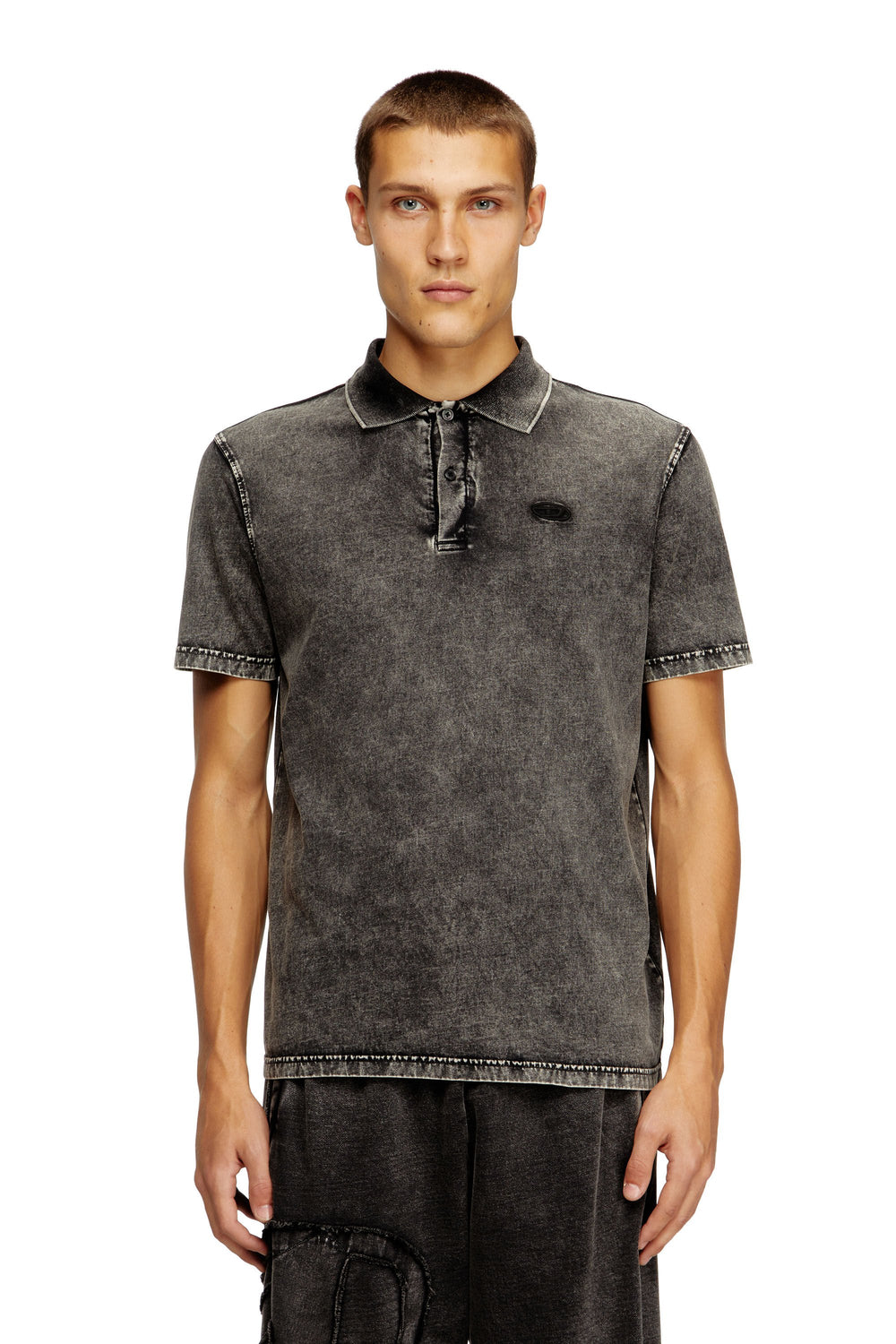 Men's Polo shirt in denim-effect jersey Grey