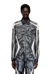 Men's Printed viscose shirt with front zip closure Multicolor