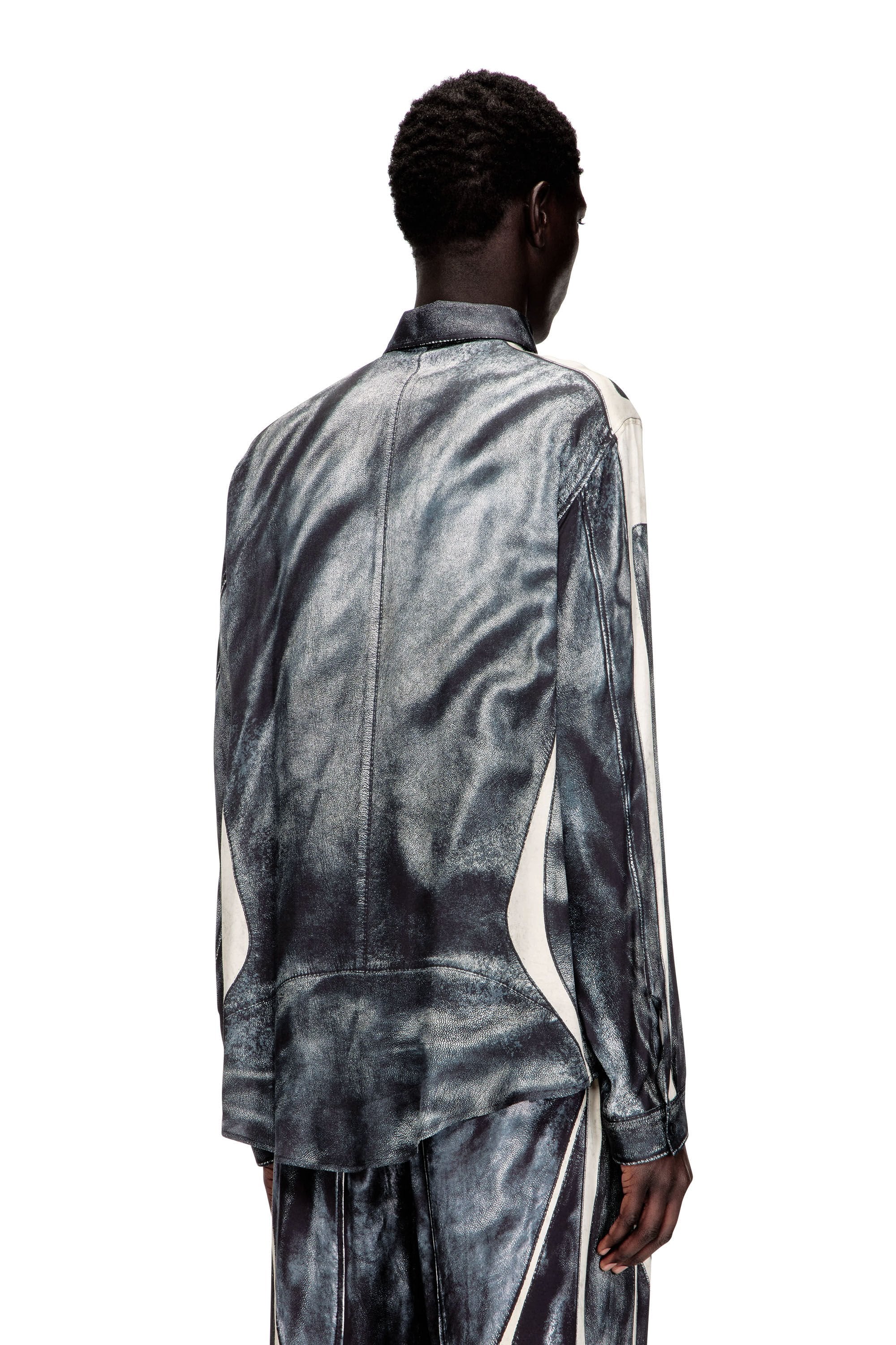 Men's Printed viscose shirt with front zip closure Multicolor