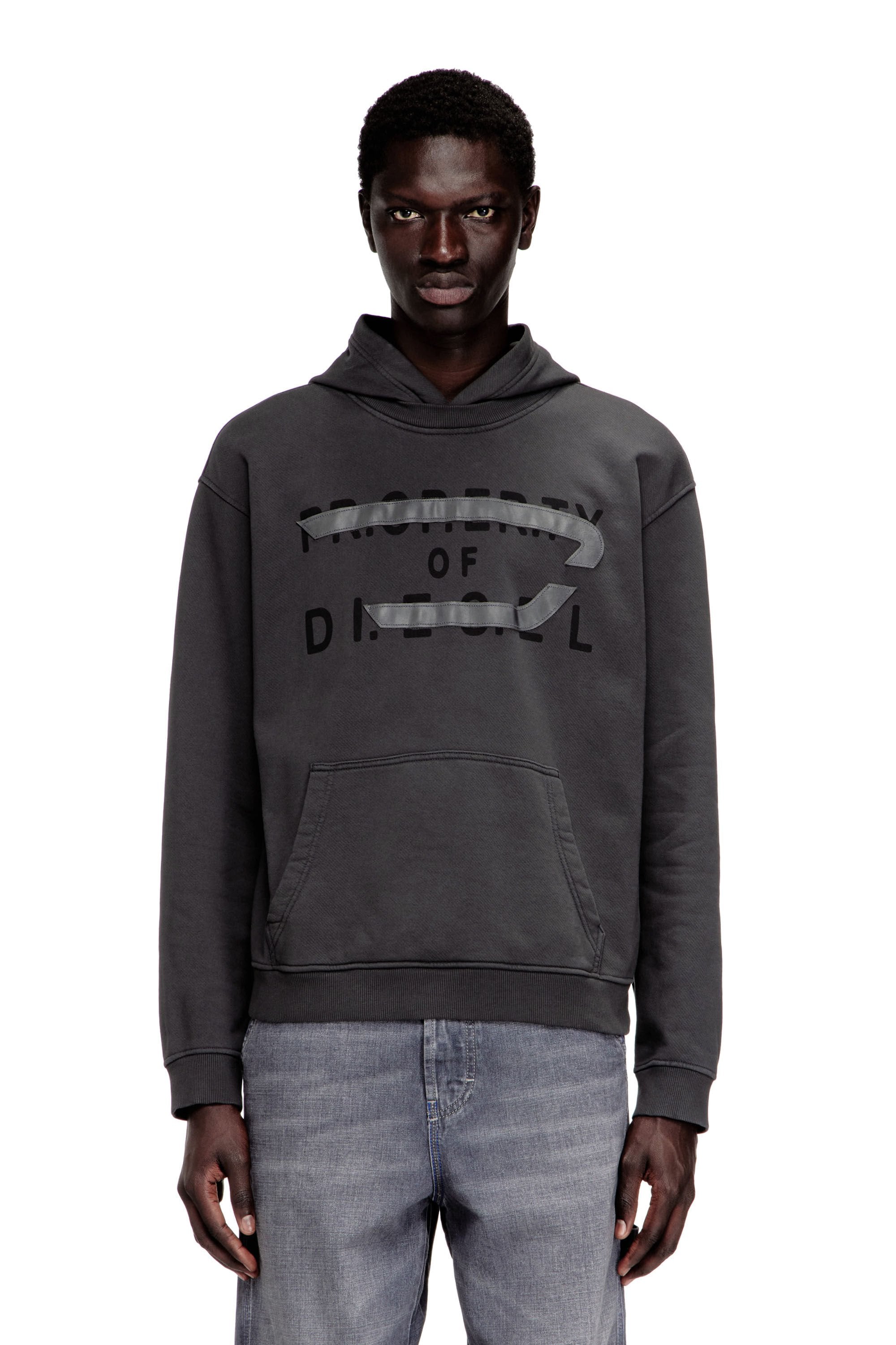 Men's Cotton hoodie with D appliqué Grey