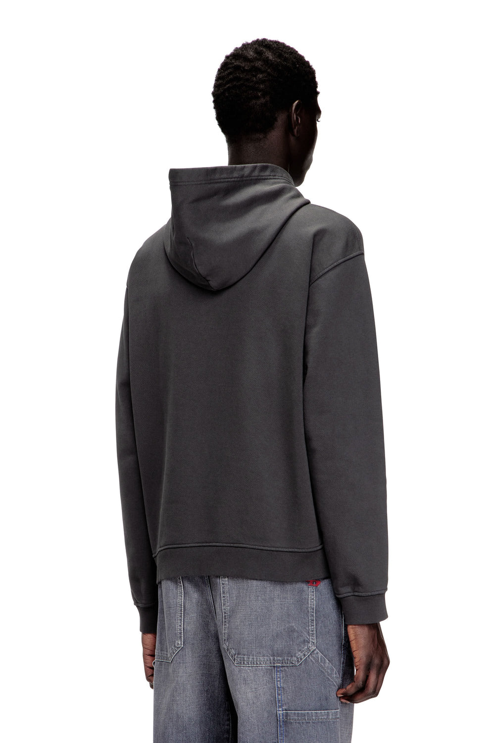 Men's Cotton hoodie with D appliqué Grey