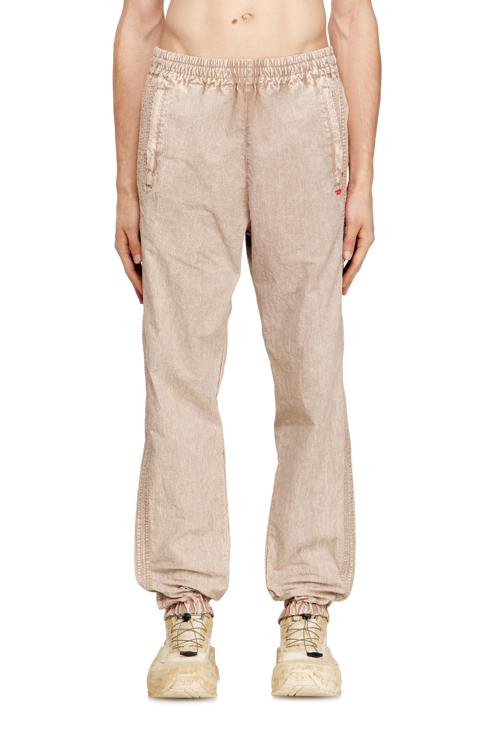 Men's Washed nylon pants with side bands Beige
