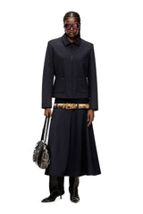 Women's Drop-waist skirt in neoprene-bonded fabric Blue