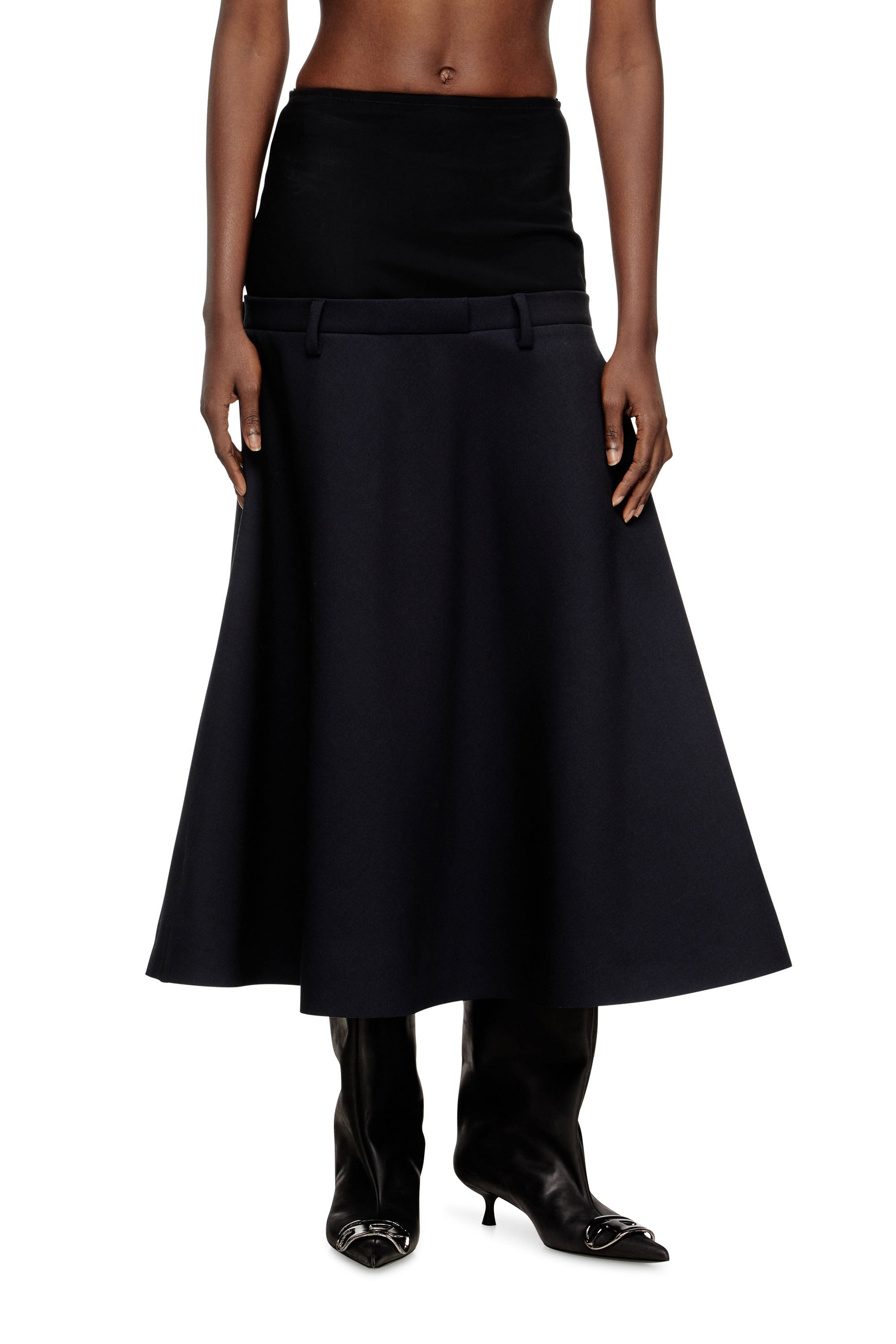 Women's Drop-waist skirt in neoprene-bonded fabric Blue