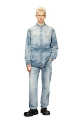 Men's Shirt in distressed honeycomb denim Blue