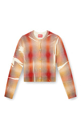 Women's Wool cardigan with distorted check print Multicolor