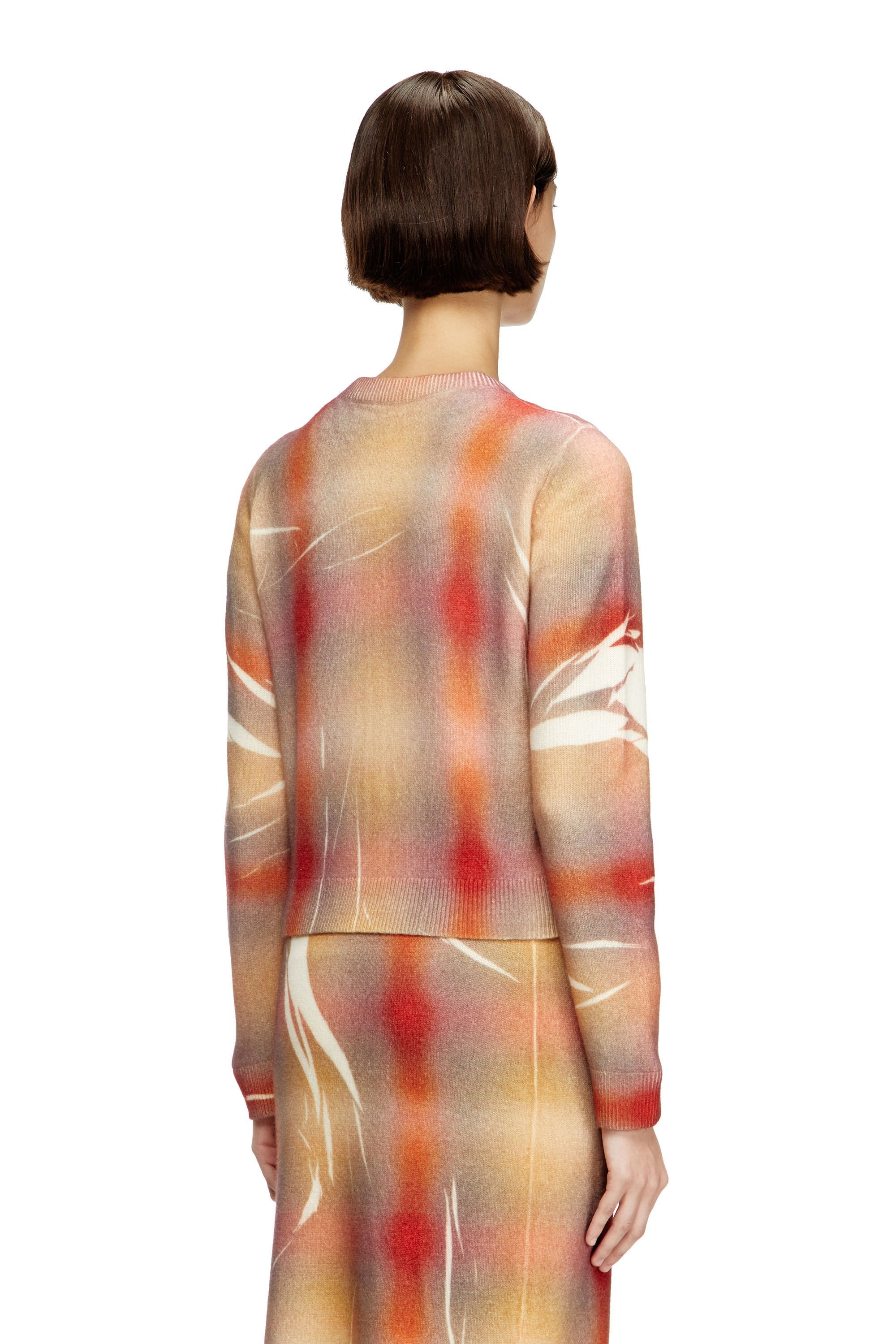 Women's Wool cardigan with distorted check print Multicolor