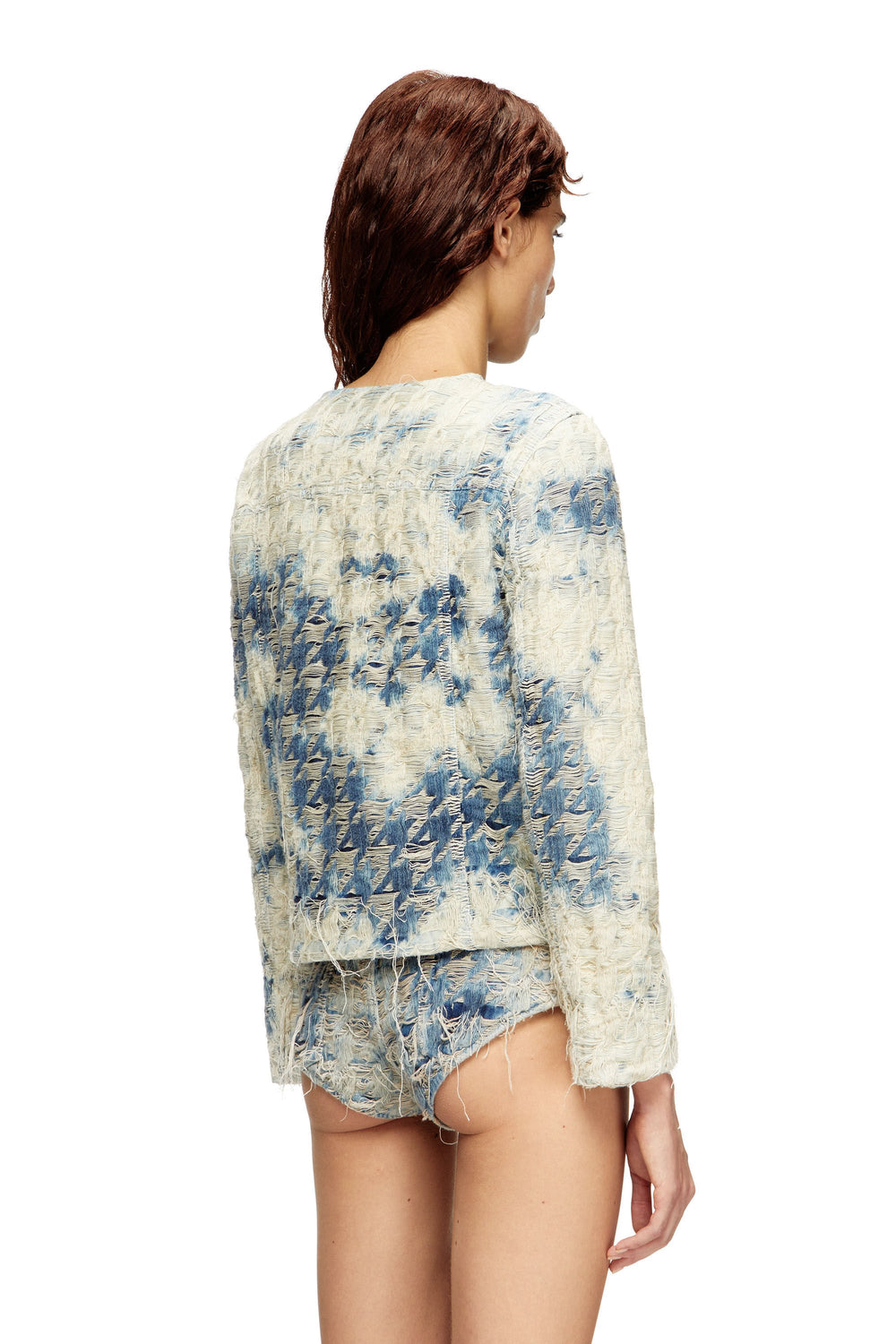 Women's Jacket in houndstooth-weave denim Multicolor