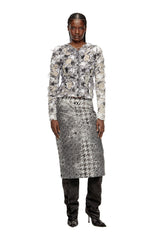 Women's Cardigan in devoré houndstooth jacquard Multicolor