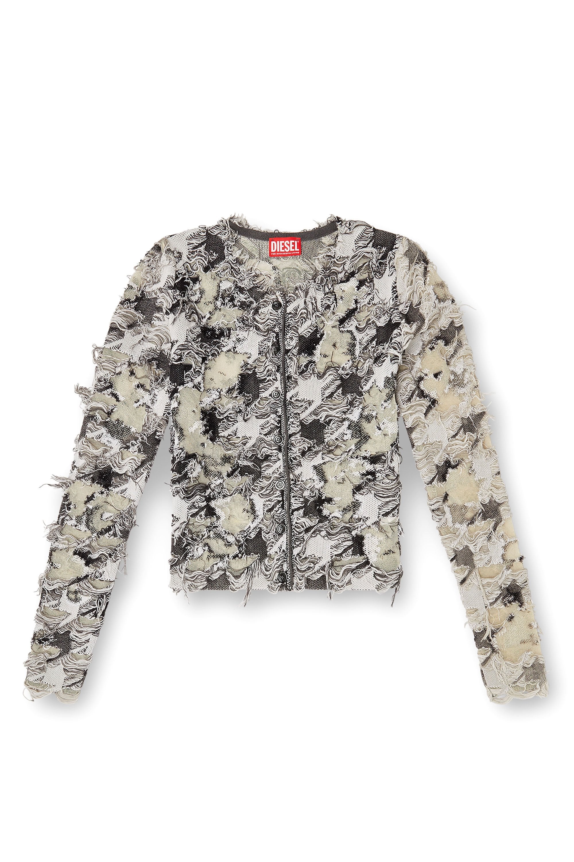 Women's Cardigan in devoré houndstooth jacquard Multicolor