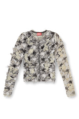 Women's Cardigan in devoré houndstooth jacquard Multicolor