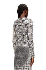 Women's Cardigan in devoré houndstooth jacquard Multicolor