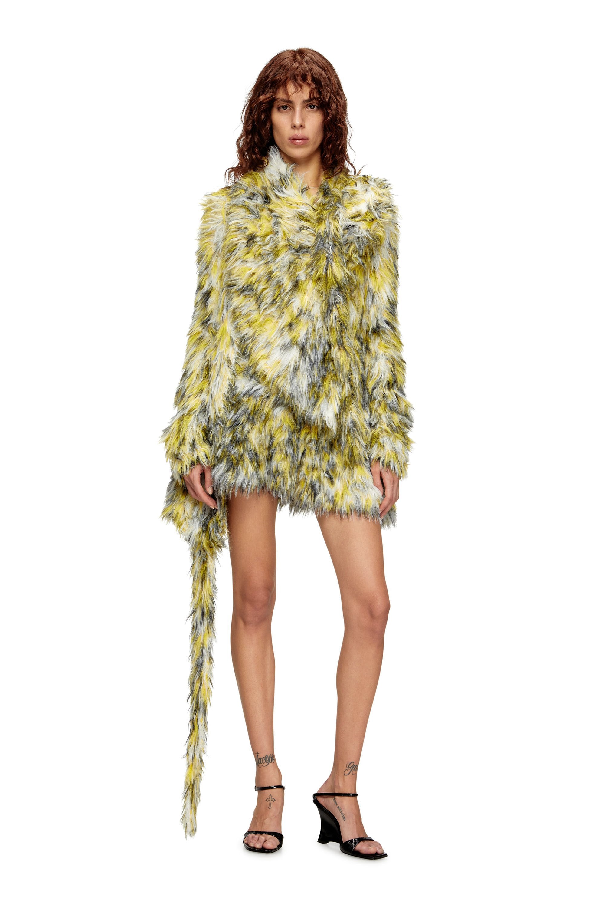 Women's Open-front cardigan in fluffy knit Multicolor