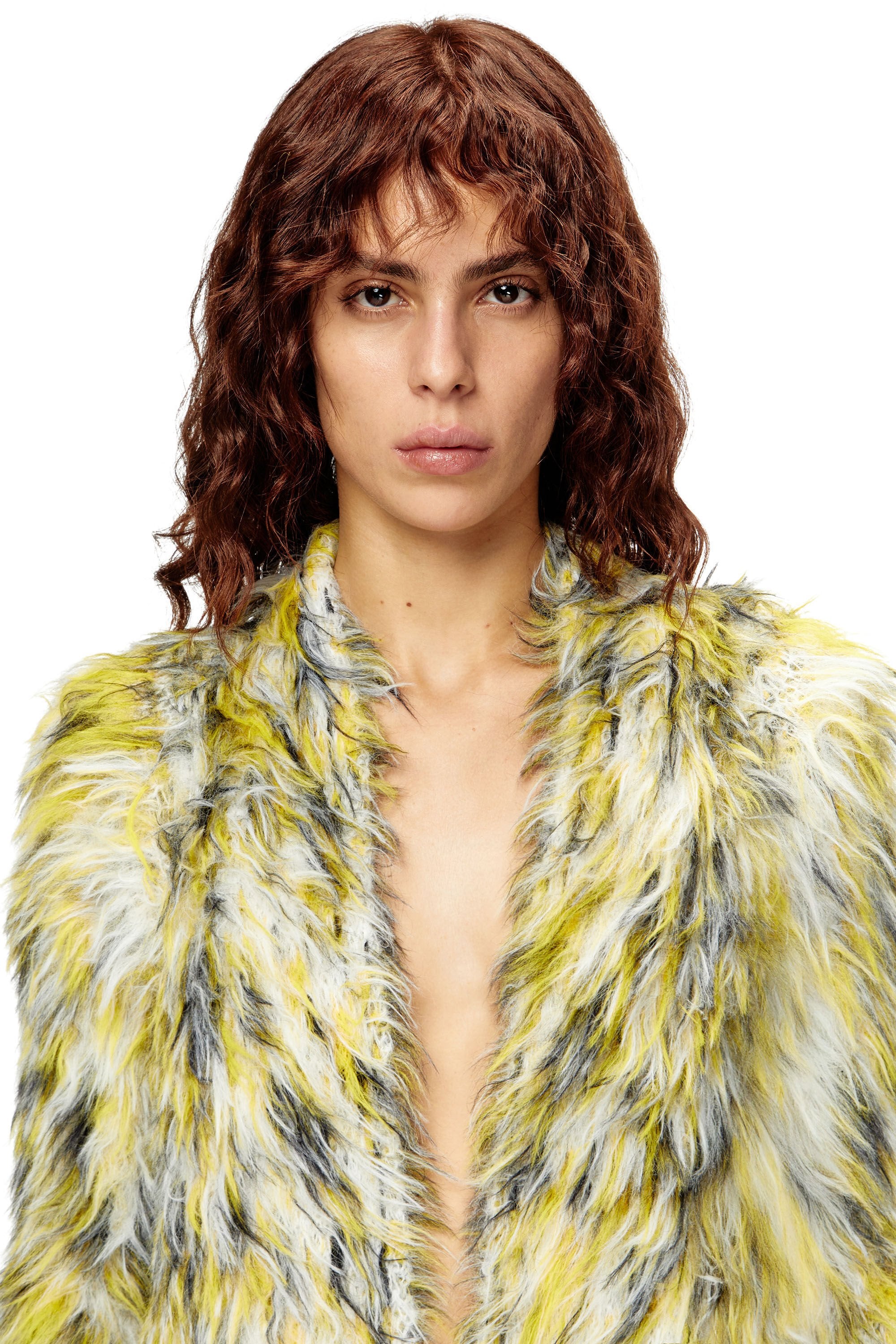 Women's Open-front cardigan in fluffy knit Multicolor