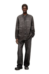 Men's Shirt in distressed honeycomb denim Grey