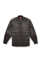 Men's Shirt in distressed honeycomb denim Grey